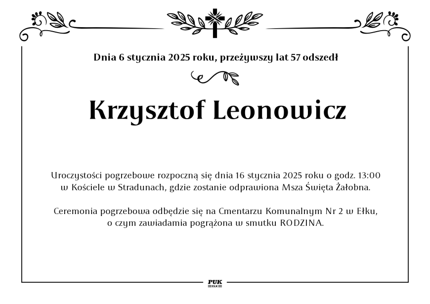 Krzysztof Leonowicz - nekrolog